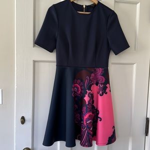 Ted Baker size 3 Navy Thabie Oriental Paisley Skater dress